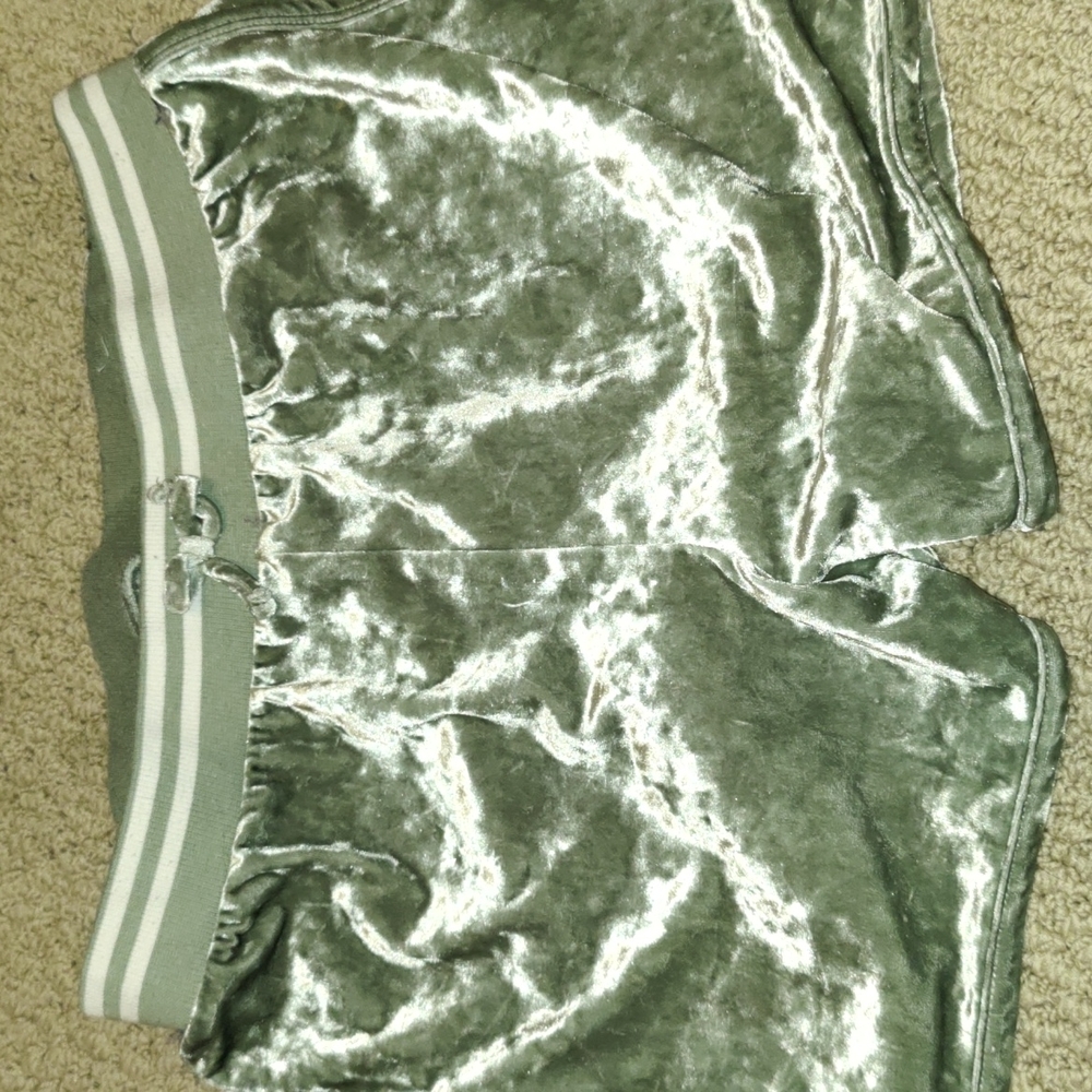 Girls Green Velvet Shorts 16